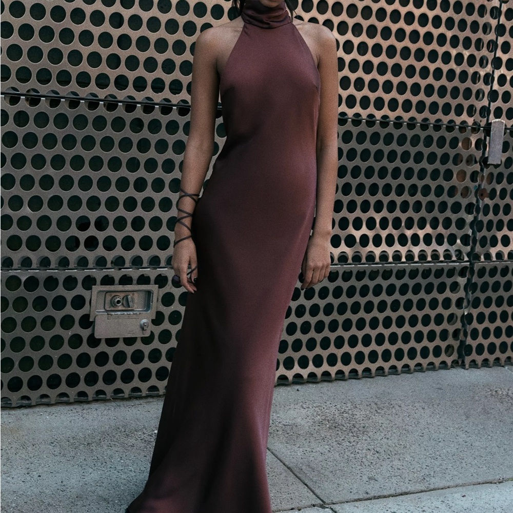 Zara viral brown satin dress